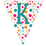 Bright polka dot decoration flags with teal letters 11
