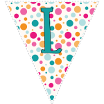Bright polka dot decoration flags with teal letters 12
