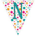 Bright polka dot decoration flags with teal letters 6