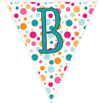 Bright polka dot decoration flags with teal letters 2