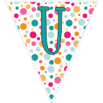 Bright polka dot decoration flags with teal letters