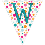 Bright polka dot decoration flags with teal letters 11