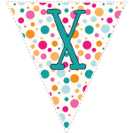 Bright polka dot decoration flags with teal letters 128