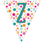 Bright polka dot decoration flags with teal letters 6