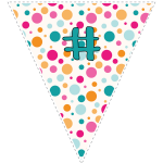 Bright polka dot decoration flags with teal letters 128