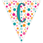 Bright polka dot decoration flags with teal letters 3