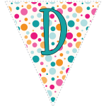 Bright polka dot decoration flags with teal letters 4
