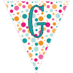 Bright polka dot decoration flags with teal letters 7