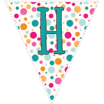 Bright polka dot decoration flags with teal letters 8