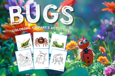 Bugs and insects with coloring pages, clipart and activities from PrintColorFun com
