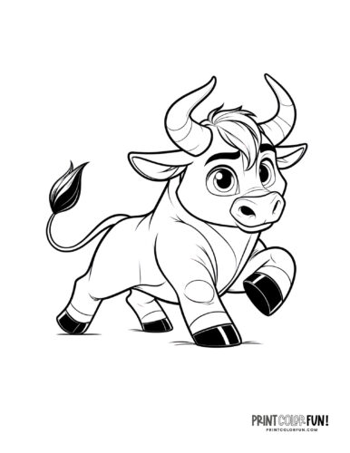 Bull coloring page from PrintColorFun com 4
