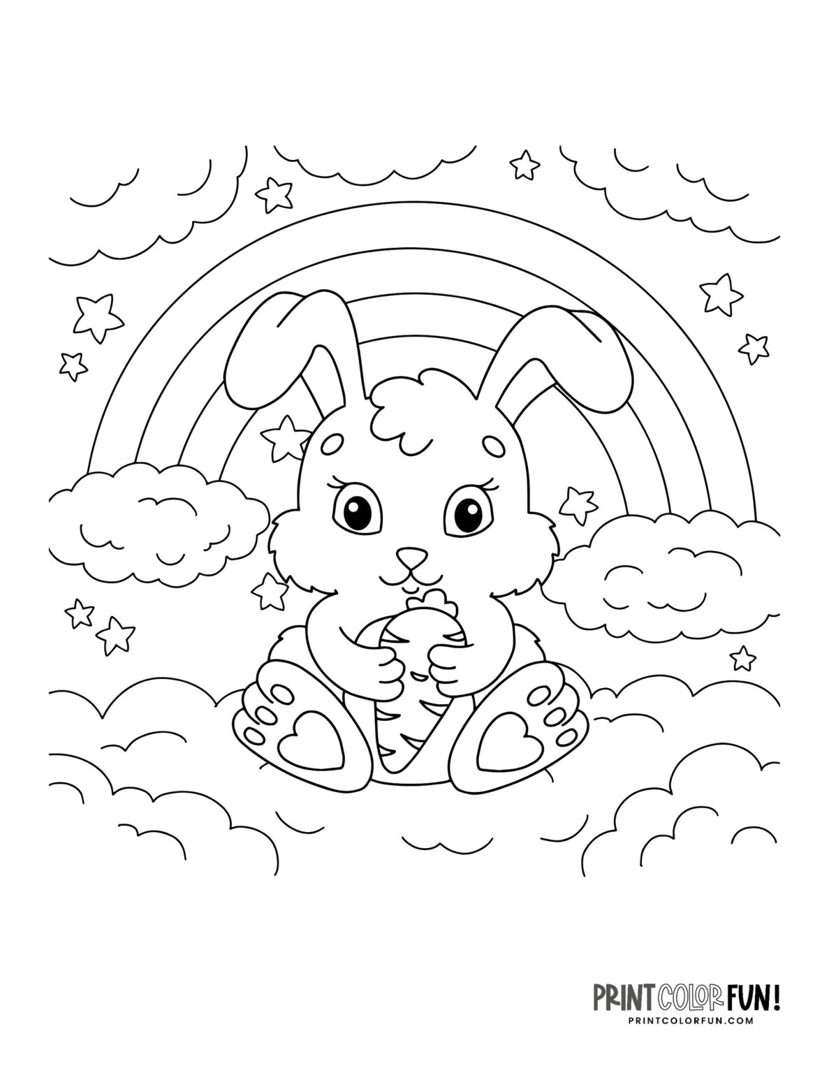 26 cute Easter bunny coloring pages, at PrintColorFun.com