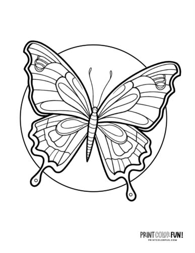 Butterfly in a circle coloring page - PrintColorFun com