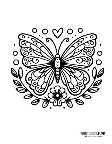Butterfly tattoo or clip art coloring page - PrintColorFun com