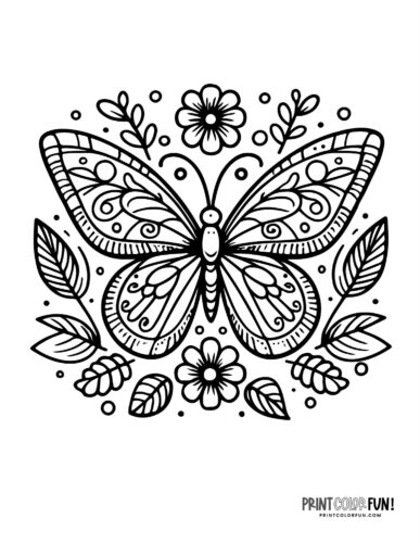 Butterfly tattoo style coloring page - PrintColorFun com