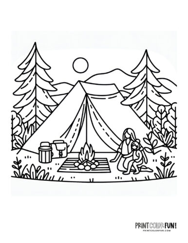 Camping coloring page from PrintColorFun com 07