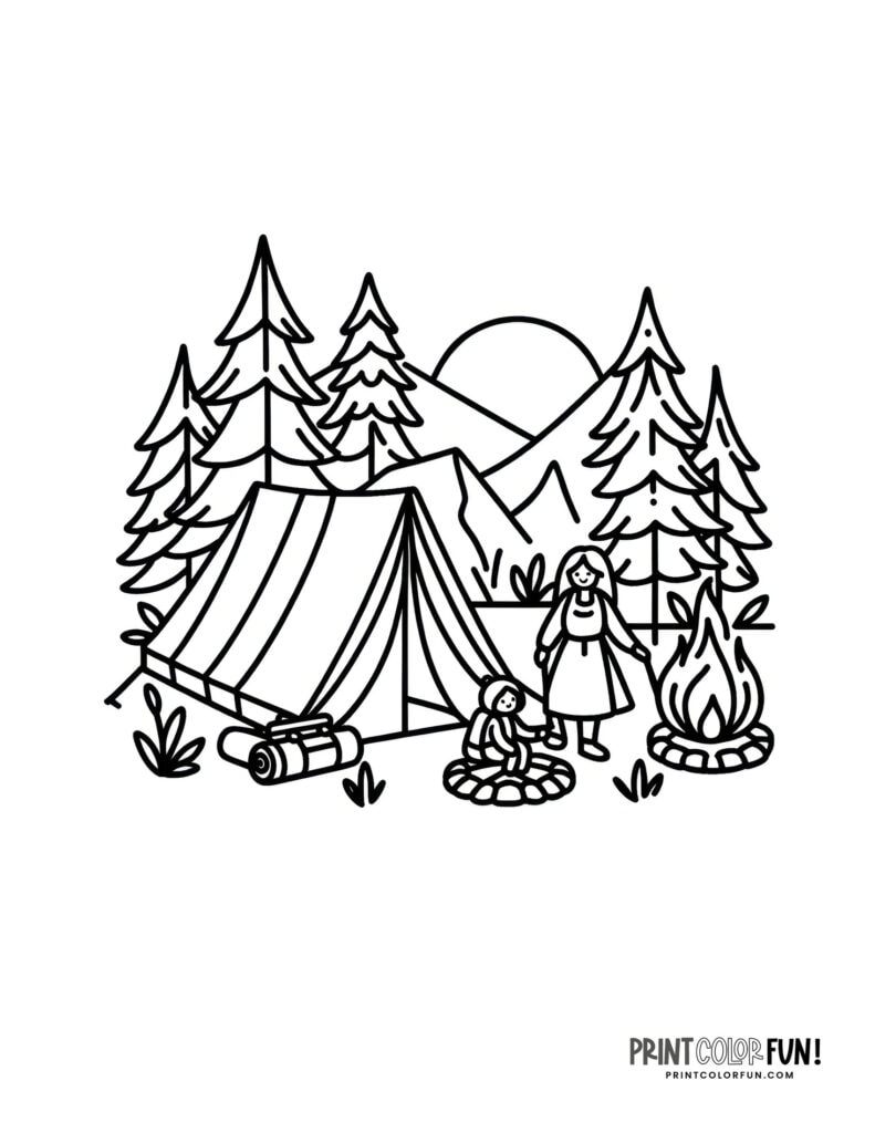 16+ Camping clipart and coloring pages: Ignite your child's creativity ...