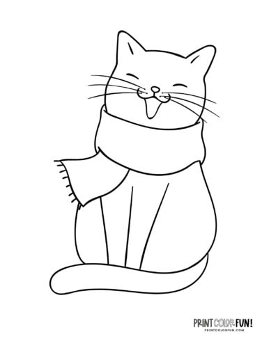 Cartoon cat coloring page clipart from PrintColorFun com (1)