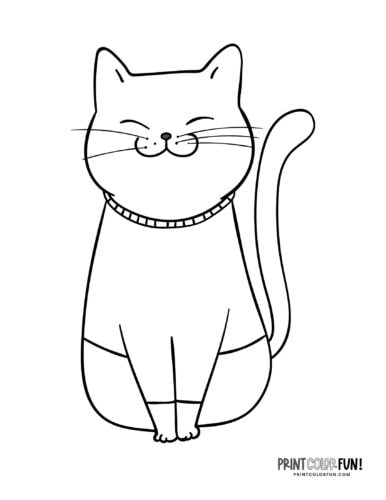 Cartoon cat coloring page clipart from PrintColorFun com (2)