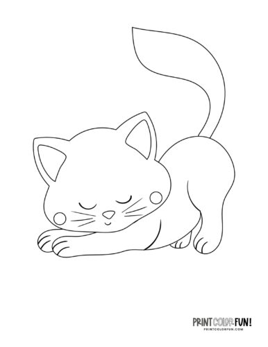 Cartoon cat coloring page clipart from PrintColorFun com (3)