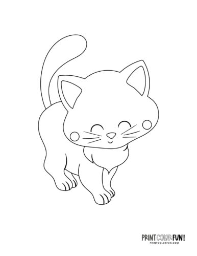 Cartoon cat coloring page clipart from PrintColorFun com (4)