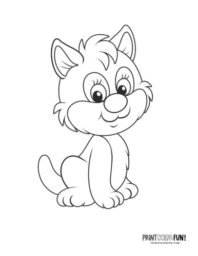 Cartoon cat coloring page clipart from PrintColorFun com (5)