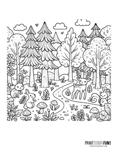 Cartoon forest coloring page at PrintColorFun com 1