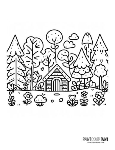 Cartoon forest coloring page at PrintColorFun com 3
