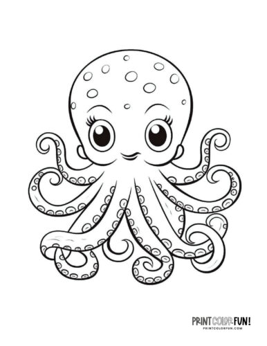 Cartoon girl octopus coloring page at PrintColorFun com