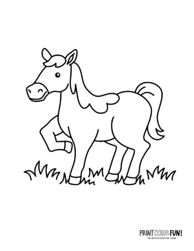 Cartoon horse coloring page at PrintColorFun com