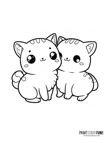 Cartoon kittens coloring page clipart from PrintColorFun com (2)