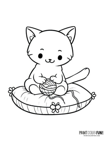 Cartoon kittens coloring page clipart from PrintColorFun com (4)