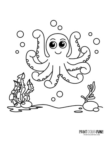 Cartoon octopus coloring page at PrintColorFun com
