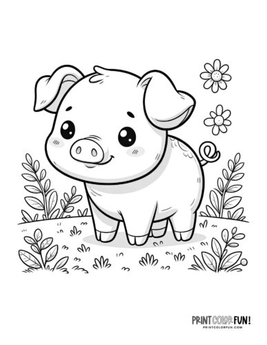 Cartoon pig coloring page - PrintColorFun com