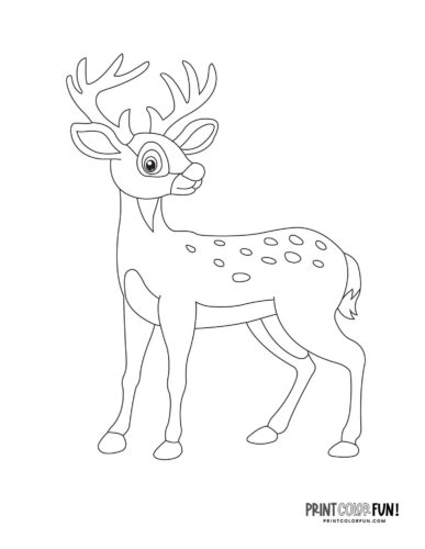 Cartoon reindeer (1) Christmas coloring page - PrintColorFun com
