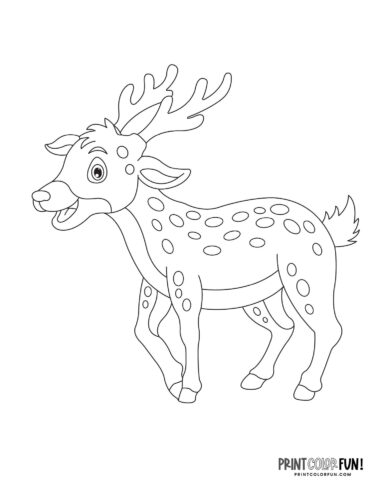 Cartoon reindeer (3) Christmas coloring page - PrintColorFun com