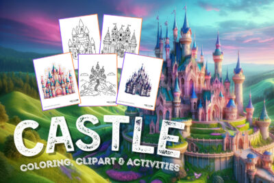 Castle coloring page clipart activities from PrintColorFun com