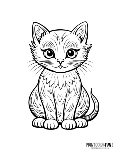 Cat coloring page clipart from PrintColorFun com (2)