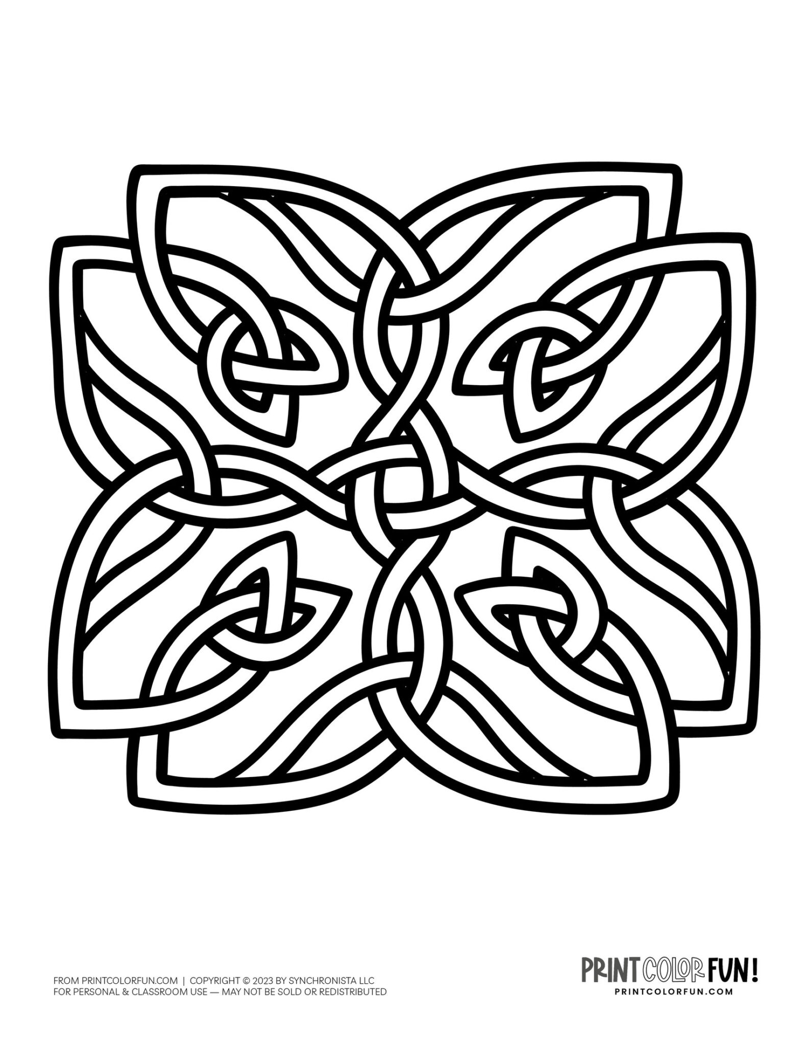 Celtic knot shapes: Coloring pages & clipart designs, at PrintColorFun.com