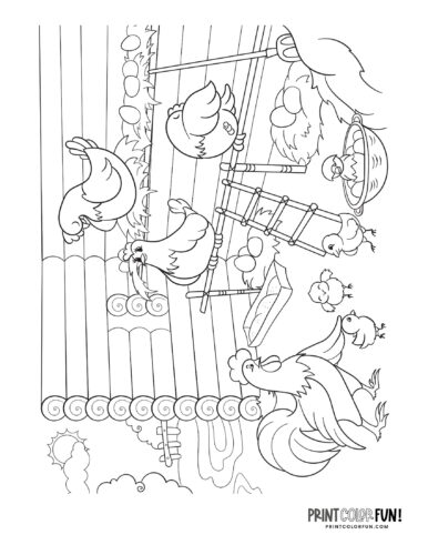 Chicken coloring page from PrintColorFun com 01