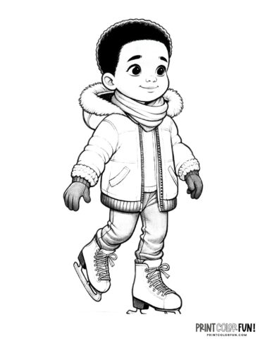 Child ice skating coloring page from PrintColorFun com 1