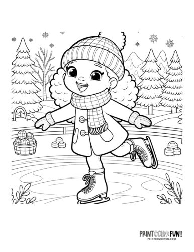 Child ice skating coloring page from PrintColorFun com 3