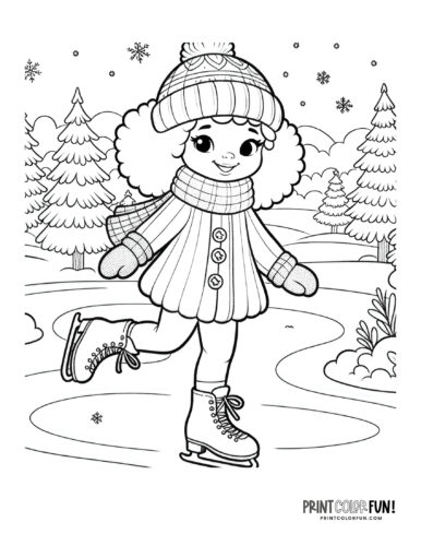 Child ice skating coloring page from PrintColorFun com 4