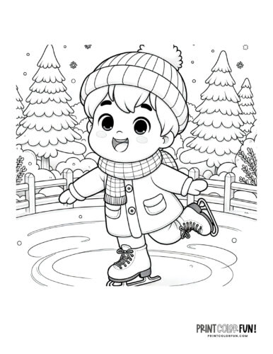 Child ice skating coloring page from PrintColorFun com 5
