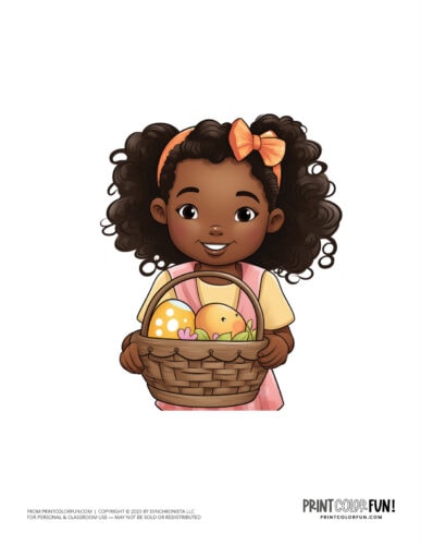 Child with Easter basket clipart drawing from PrintColorFun com (2)