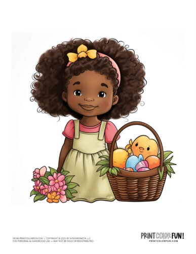 Child with Easter basket clipart drawing from PrintColorFun com (3)