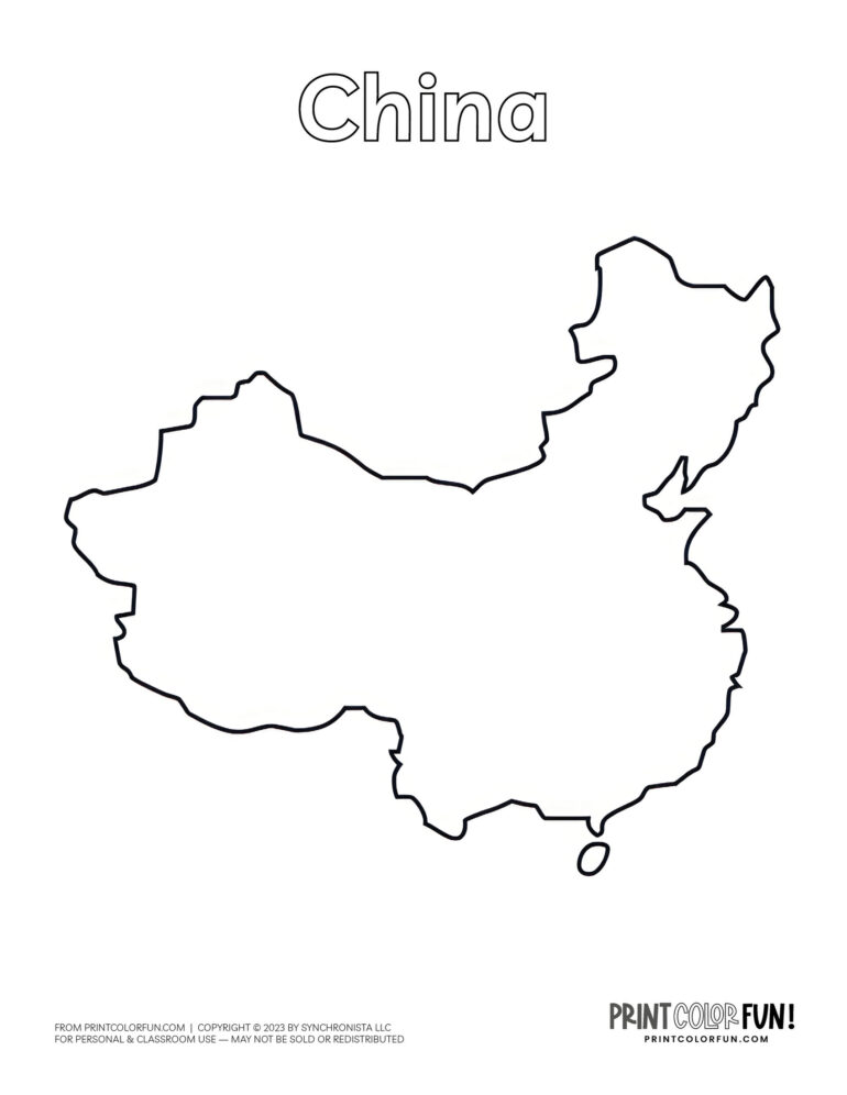 Maps of China, the Chinese flag, Great Wall of China coloring pages ...