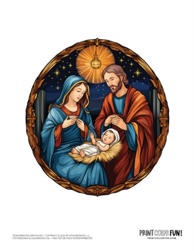Christian nativity scene color clipart from PrintColorFun com (1)