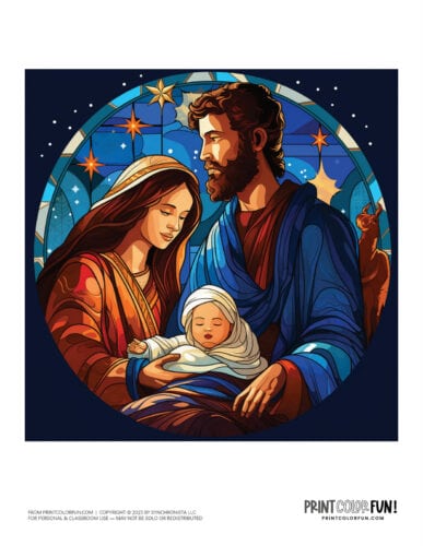 Christian nativity scene color clipart from PrintColorFun com (2)