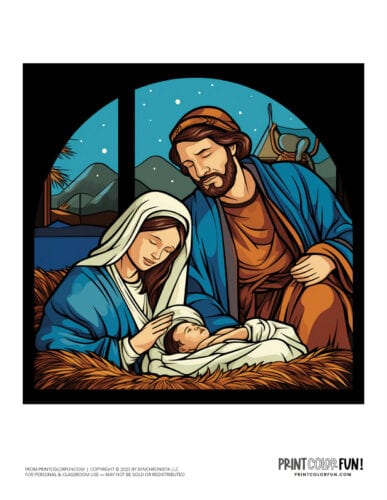 Christian nativity scene color clipart from PrintColorFun com (3)